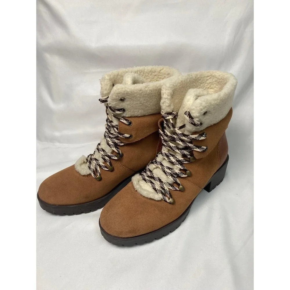Skechers Brown Suede Lace Up‎ Hiking Snow Boots 8.5 - Picture 3 of 11